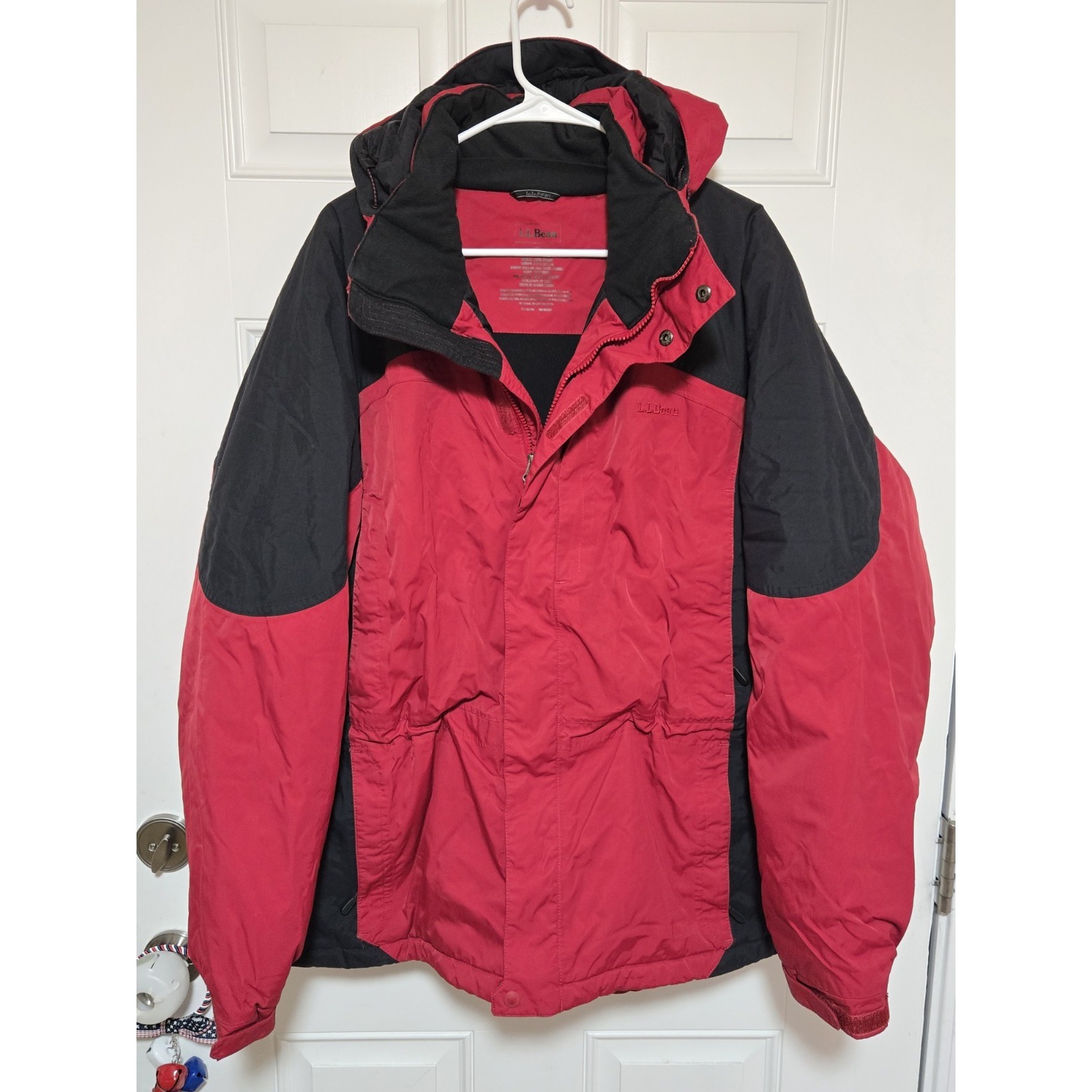 Ll Bean Heavy Ski Jacket Mens Size Xl Primaloft Red / Black Parka Winter Coat